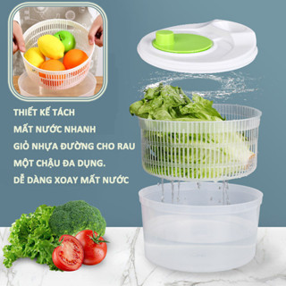 Rổ Quay Rau Song Long Cỡ Lớn,Máy Sấy Khô Rau Củ Quả Làm salad Quay Nhanh Chóng,Máy giặt rau gia dụng