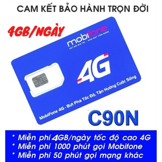 Sim 4g mobifone nghe gọi miễn phí gói cước c90n 4gb/ngày