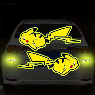 Miếng Dán Phản Quang Hình Pikachu Đáng Yêu Trang Trí Xe Hơi