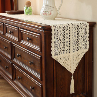 Table runner retro rỗng cà phê bàn ren tua rua móc khăn trải bàn thích hợp để trang trí nhà cửa