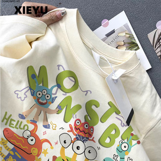 XIEYU áo phông nữ quả mơ form rộng local brand mùa hè áo phông unisex 100%Cotton