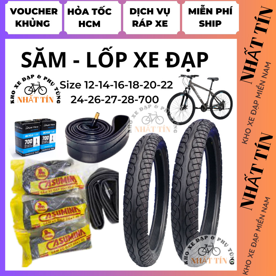 Săm lốp/Vỏ ruột xe đạp trẻ em, xe đạp người lớn đủ size Sao Vàng/Kenda 12-14-16-18-20-22-24inch