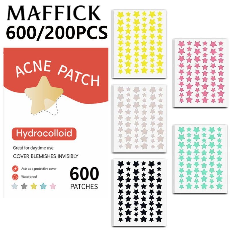 600 miếng/200 miếng dán mụn Hydrocolloid nhiều màu sắc hình ngôi sao dễ thương Miếng dán mụn mặt Miế