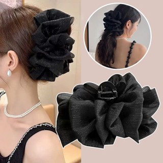 Kẹp búi tóc tiểu thư nơ lưới voan bong bóng iLita cặp càng cua cài to phồng bồng bềnh size lớn 13cm phong cách Hàn Quốc