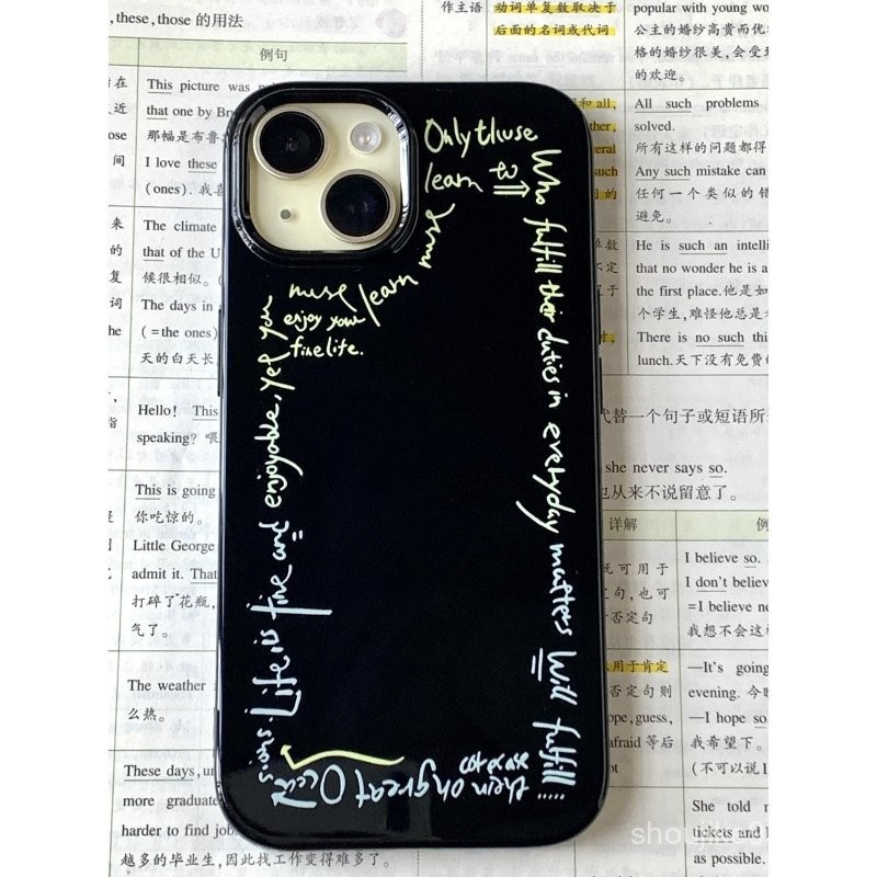 Ốp lưng iPhone đen bóng kiểu minimalist cho iPhone 16 Pro Max/15/14 Pro Max/13 Pro Max/12 Pro Max/11