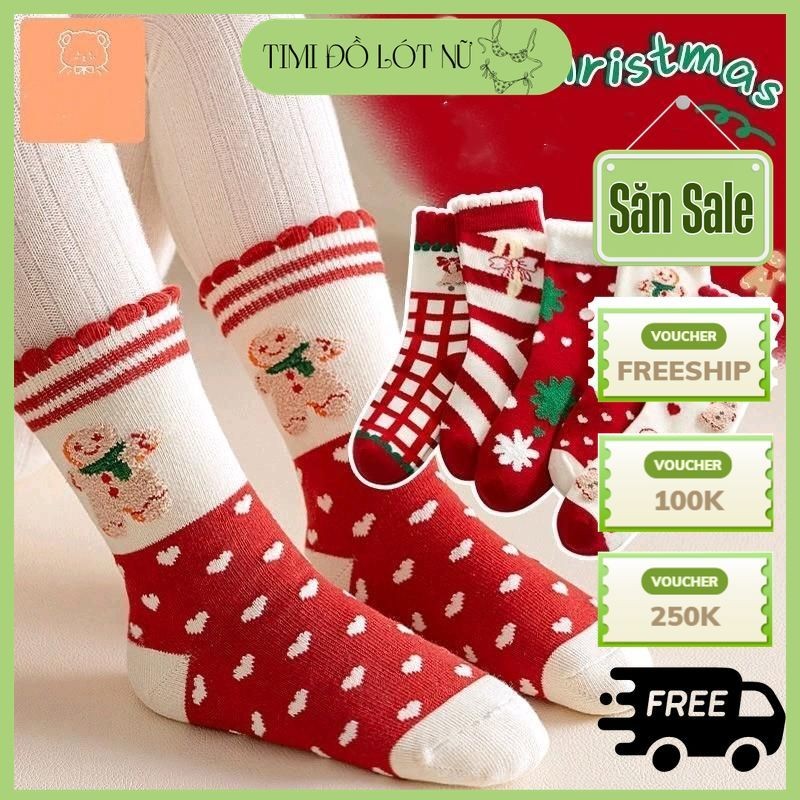 Set 10 đôi tất noel dệt kim bé gái cổ bèo tiểu thư siêu xinh mẫu mới M2