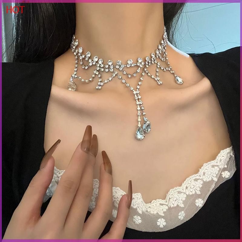 Mới Nữ Tính Khí Vòng Cổ Bông Tai Bạc Bộ Thời Trang Sáng Bạc Bộ Vòng Cổ Bông Tai HH