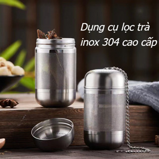Lọc trà inox hình trụ,có dây treo,không gỉ,gia công hoàn thiện đẹp dùng lọc cặn trà túi lọc gia vị