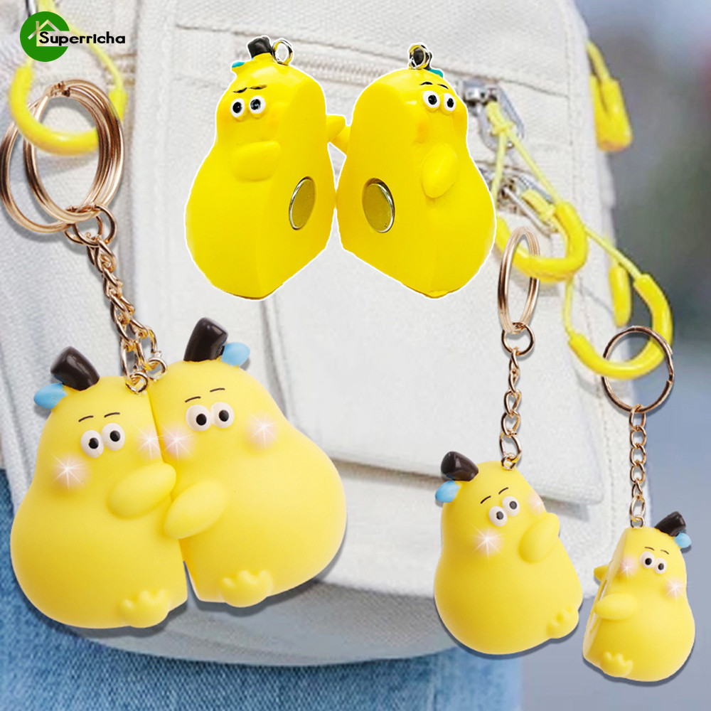 Móc chìa khóa cặp đôi hình quả lê hoạt hình nam châm - 1 cặp Mặt dây chuyền búp bê ôm quả lê dễ thươ