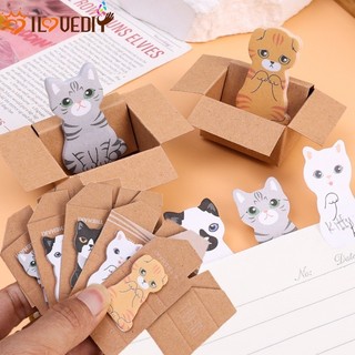 Giấy dán hình mèo thùng Carton - Phim hoạt hình, dễ thương, có thể xé được, tự dính, Mini, Ins - Nhãn dán chỉ mục - Giấy ghi nhớ - Giấy dính - Văn phòng phẩm học sinh - Đồ dùng văn phòng trường học
