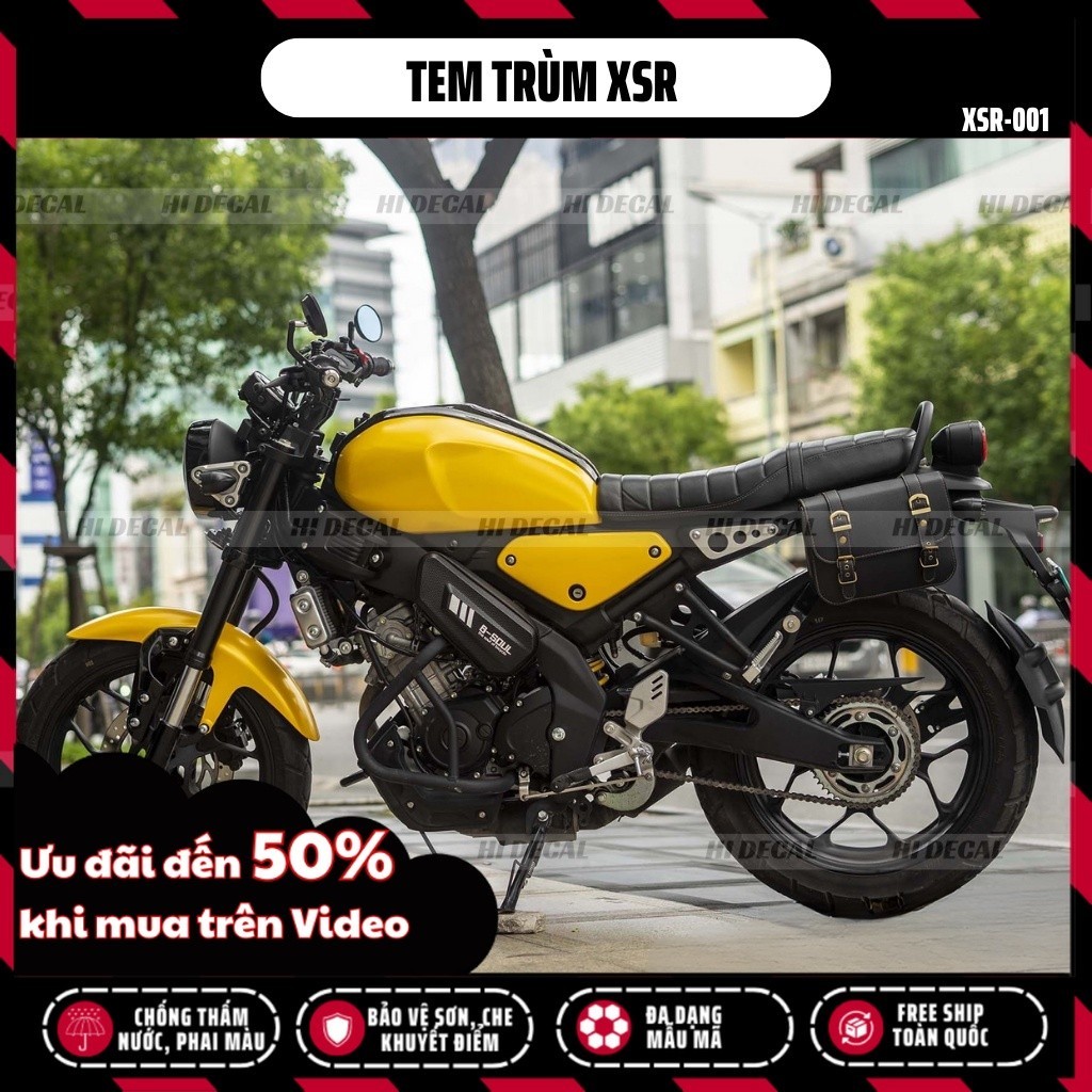 Tem XSR 155 màu vàng | XSR-001 | Decal tem trùm dán xe XSR, decal cao cấp chống nước, chống phai màu