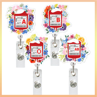 Acrylic Lấp Lánh Hoa Loại Máu Túi Kẹp Cá Sấu Kẹp Bác Sĩ Y Tá Làm Việc Huy Hiệu Người Giữ Sinh Viên Giáo Viên Có Thể Thu Vào Huy Hiệu Cuộn