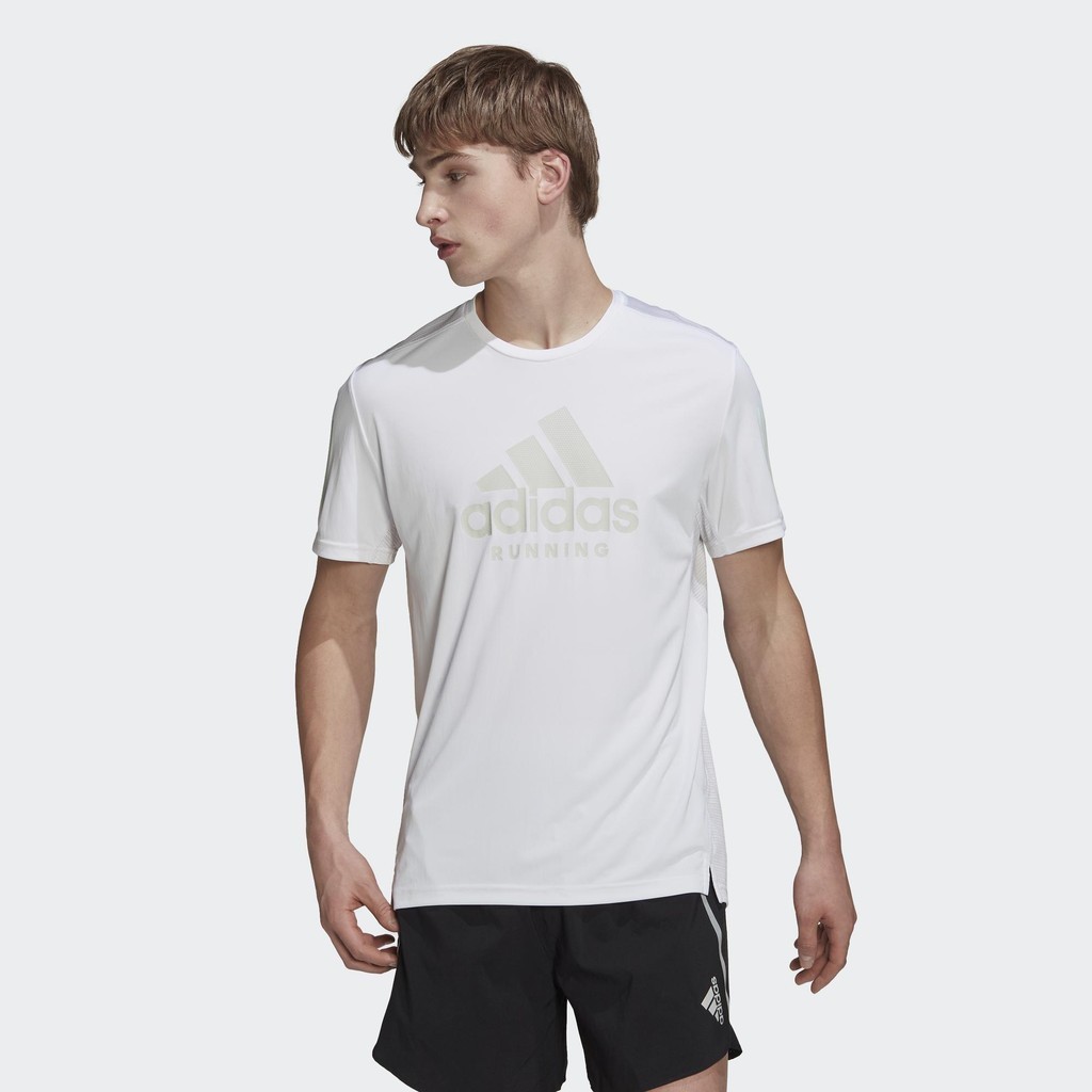 Adidas Chạy Áo Thun Ngắn Tay Chạy Bộ Graphic In-Line AEROREADY Own the Run Nam trắng HA4316