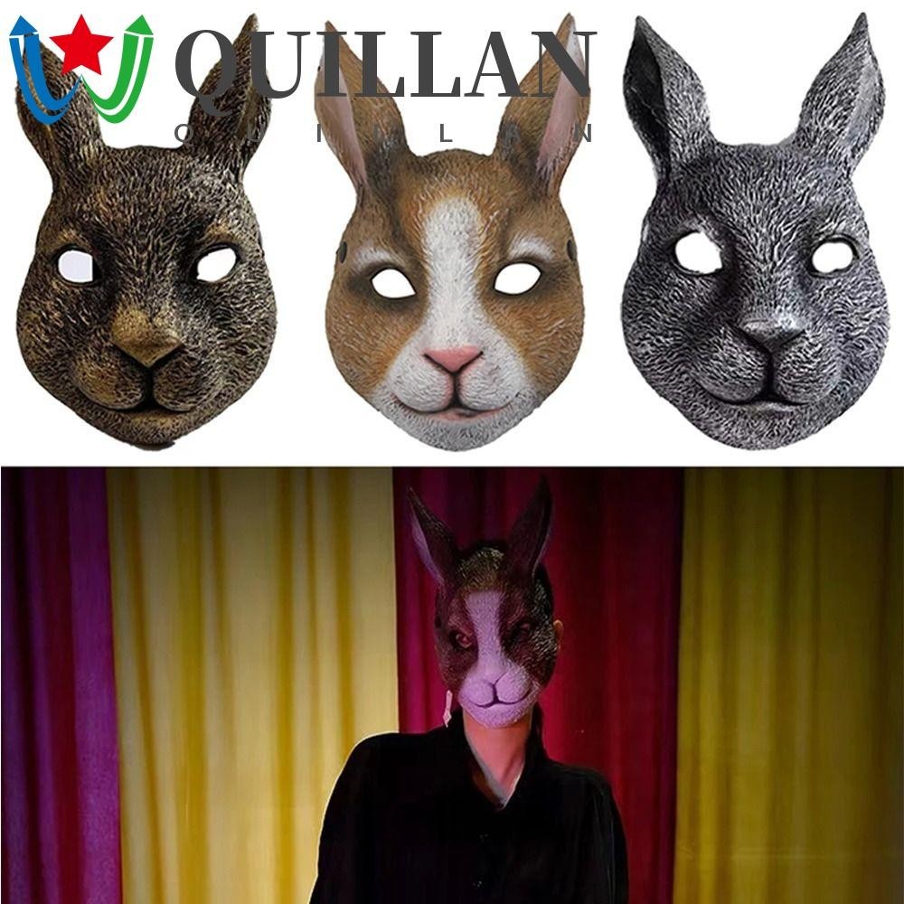 Mặt nạ thỏ QUILLAN, Mặt nạ mắt Mũ nón Bunny Mặt nạ hóa trang, Gothic PU Full Face Mặt nạ tiệc Phục sinh Đồ dùng dự tiệc