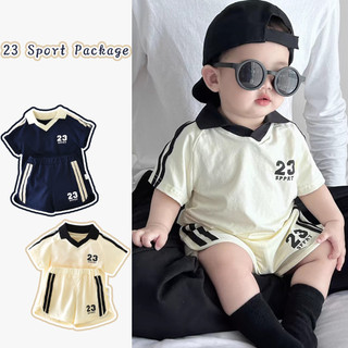 Ins mùa hè trẻ sơ sinh bé trai bộ thể thao bé trai phiên bản hàn quốc tối giản hai màu số 23 áo tay ngắn + quần short bộ thể thao bộ đồ sơ sinh quần áo bé 1-5 tuổi
