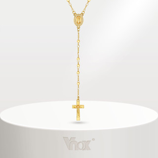 Vnox dây chuyền bạc nữ Vòng cổ hạt dài Dainty Virgin Mary Cross dành cho Phụ kiện trang sức cầu nguyện bằng vàng 18K