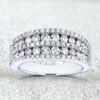 Phục vụ Nhẫn kim cương đính kim cương đầy đủ nhiều lớp sang trọng đa lớp zircon cưới