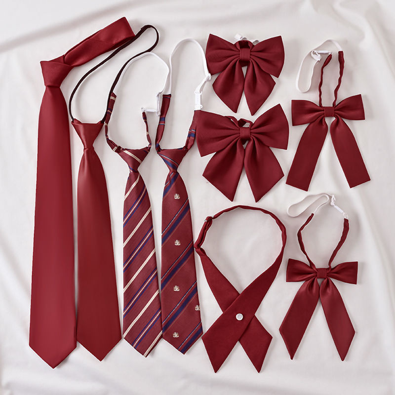 Rượu Vang Đỏ Cà Vạt Chữ Thập Nơ Nữ jk Preppy Phong Cách Đồng Phục Trang Trí Nơ Áo Sơ Mi Phụ Kiện DK Boy Tie