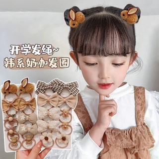 Bộ 10 Bộ Băng Đô Quấn Tóc Cao Su Nơ Vải Dễ Thương Cho Bé Gái Mũ