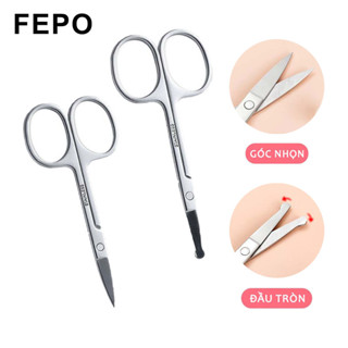Fepo Thép Không Gỉ Mũi Tóc Kéo Lông Mày Đầu Kéo An Toàn Đầu Tròn Lông Mày Cắt Tỉa Kéo Nữ