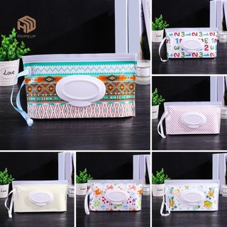 HOPEUP Túi Đựng Khăn Giấy Ướt Eva Có Nắp Có Thể Rút Lại Dây Kéo Đóng Cửa Tay Cầm Di Động Túi Lưu Trữ Đa Năng In Hình Sống Động