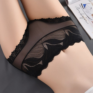 1-3 miếng đồ lót gợi cảm nữ ren lưới trong suốt giữa eo liền mạch kích thước lớn nhanh khô quần lót cotton nguyên chất đáy quần
