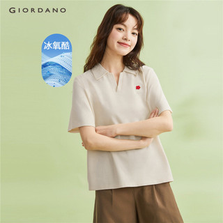 Giordano nữ áo sơ mi polo thêu hoa áo sơ mi polo tay ngắn mùa hè làm mát thời trang áo sơ mi polo 05314390