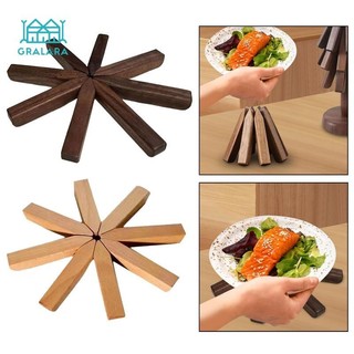 Giá đỡ nồi gỗ trang trí nhà cho ấm trà lẩu giá đỡ món ăn dụng cụ nhà bếp trang trí bàn