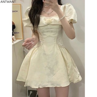 Váy Liền Tay Bồng Màu Trắng Kiểu Pháp Antwant Váy Bồng Nữ Khí Chất Cao Cấp Mùa Hè Cho Nữ Váy Ngắn Thắt Eo