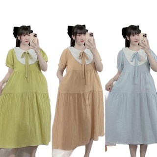 Đầm bầu đẹp giá rẻ MAMADRESS Váy bầu thiết kế TƠ TĂM NƠ CỔ mềm mại 4 màu xinh xắn dễ mặc đi chơi đi làm tiện lợi V225