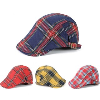 Mùa Hè Vải Lanh Cotton Nam Beret Đi Chơi Ngoài Trời Mũ Chống Nắng Màu Kiểm Tra Nữ Phong Cách Mới Đạt Đỉnh Mũ