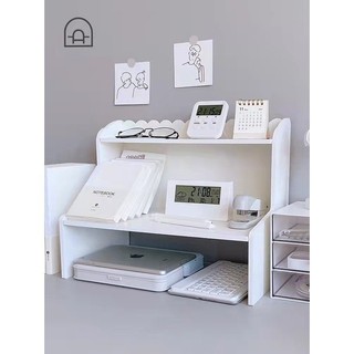 Ins để bàn giá để bàn bằng gỗ hai lớp màu trắng giá để đồ mỹ phẩm giá để đồ để bàn học sinh giá để đồ