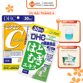 Combo Viên Uống DHC Vitamin C Và DHC Adlay Extract Giúp Giảm Thâm Mụn, Dưỡng Da Trắng Hồng Căng Mịn 30 Ngày