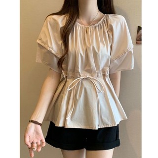 Bong Bóng Nữ Tay Ngắn Phiên Bản Hàn Quốc Thời Trang Phù Hợp Với Hẹp Ôm Hơn Nhìn Pháp Thiết Kế Hàng Đầu Hợp Thời Trang