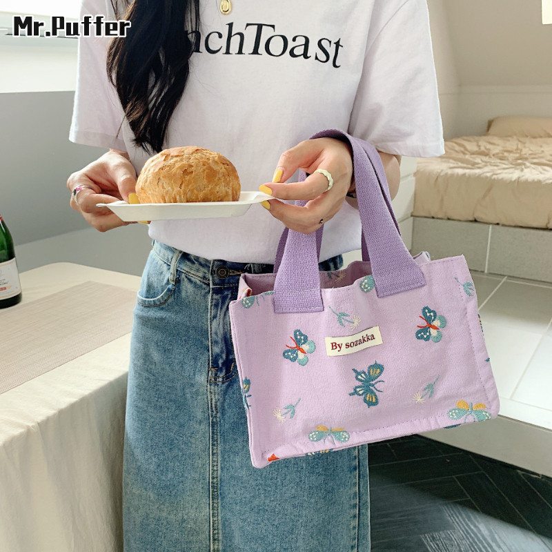 Mr.puffer Phong Cách Nhật Bản Túi Đựng Đồ Ăn Trưa Vải Di Động Nhân Viên Văn Phòng Sinh Viên Túi Xách Tay Túi Ăn Trưa Túi Ăn Nhẹ