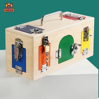 Predolo Montessori Giáo Dục Sớm Chất Liệu Đồ Chơi Bằng Gỗ Khóa Chốt Hộp Khóa Đồ Chơi