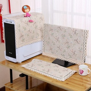 Máy tính che bụi vải lanh cotton LCD máy tính bìa vải khăn màn hình khăn che khăn để bàn máy tính