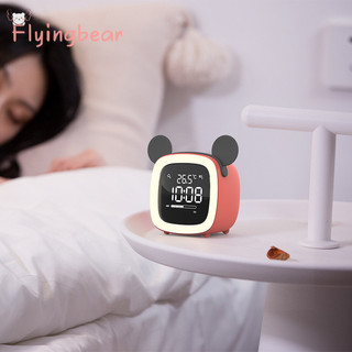 Flyingbear Đồng hồ báo thức TV thú cưng dễ thương, đồng hồ vuông có đèn, đồng hồ điện tử thông minh
