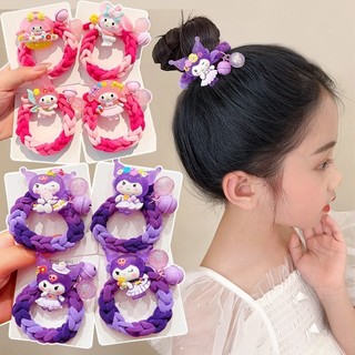 Trẻ Em Hoạt Hình Kuromi Bện Tóc Dây Buộc Đầu Cô Gái Ngọt Ngào Đầu Bóng Đuôi Ngựa Cao Su Ban Nhạc Cô Gái Phụ Kiện Tóc