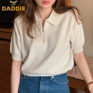 Daodie Hàn Quốc - áo polo dệt kim nửa phong cách Hàn Quốc dành cho nữ