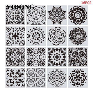Set 16 Khuôn Vẽ Họa Tiết Mandala Trang Trí Tường / Gạch / Đá Diy