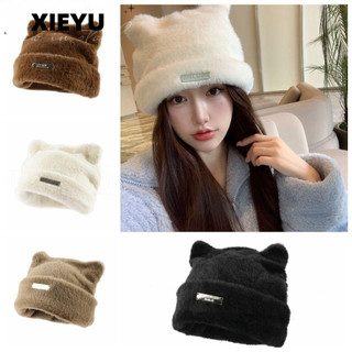 Mũ beanie Dệt Kim Đính Tai Gấu / Tai Mèo Lông Xù Thời Trang Mùa Đông Cho Nữ 2Lipor