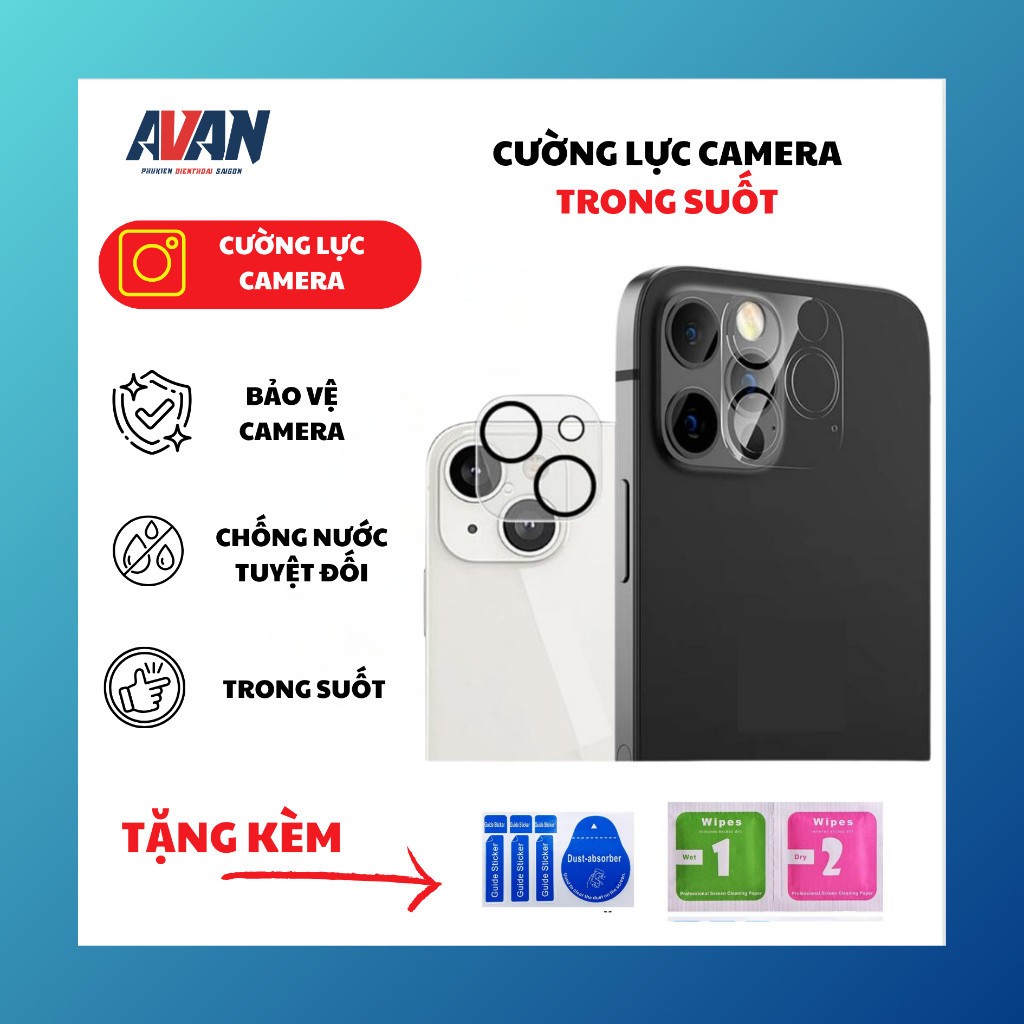 Kính Cường Lực Camera 9H trong suốt dành cho Iphone