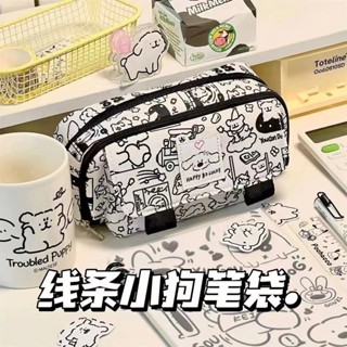  Snow Kitten Flip Pencil Case ins Hộp văn phòng phẩm nhiều lớp có giá trị cao Hộp đựng bút chì học sinh trung học dung lượng lớn AQGS 