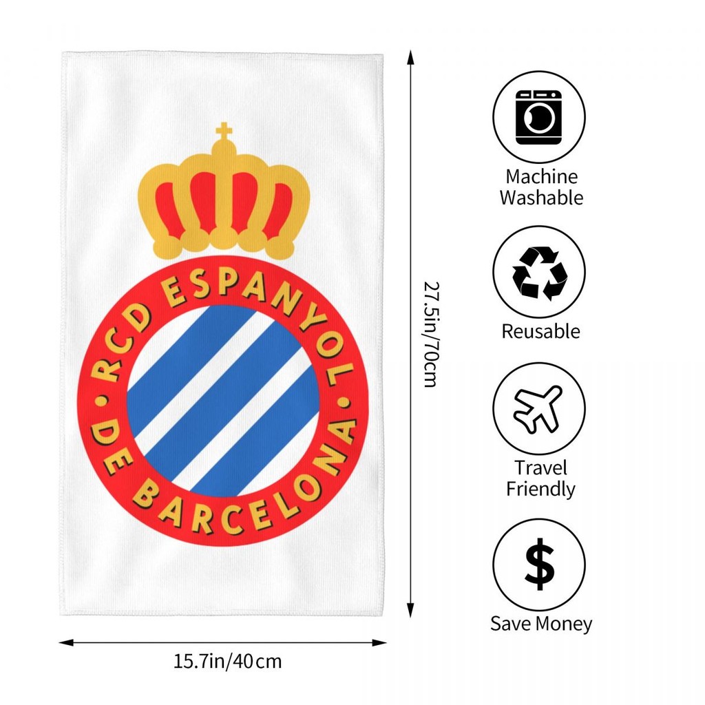 R RCD Espanyol logo Thấm Hút Khăn Vuông Khăn Mặt Đi Biển Khăn Tay Khăn Tắm Chạy Bộ Thể Dục Yoga Khăn