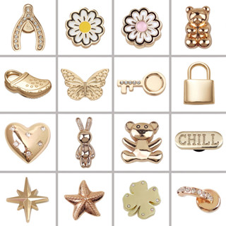 Jibz cho giày Kim loại lỗ giày phụ kiện hoạt hình hoa giày khóa kim loại gấu bông phụ kiện giày