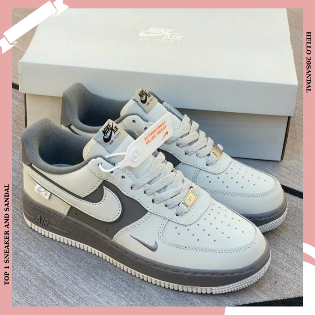 Giày AF1 Thể thao Nam Nữ, Giày Sneaker Trắng Xám Phong Cách Thời Trang Full Box Bill, E - xám.yy