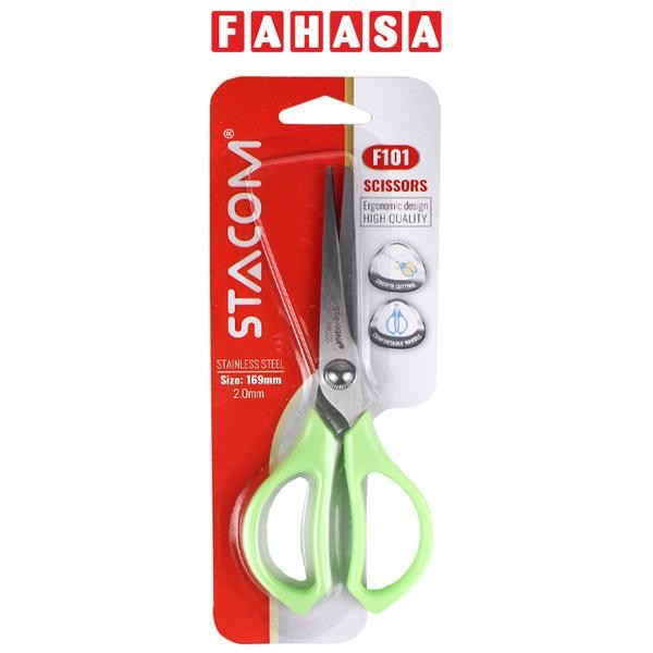 Kéo Cắt Giấy 165mm - Stacom F101 - Màu Xanh Lá