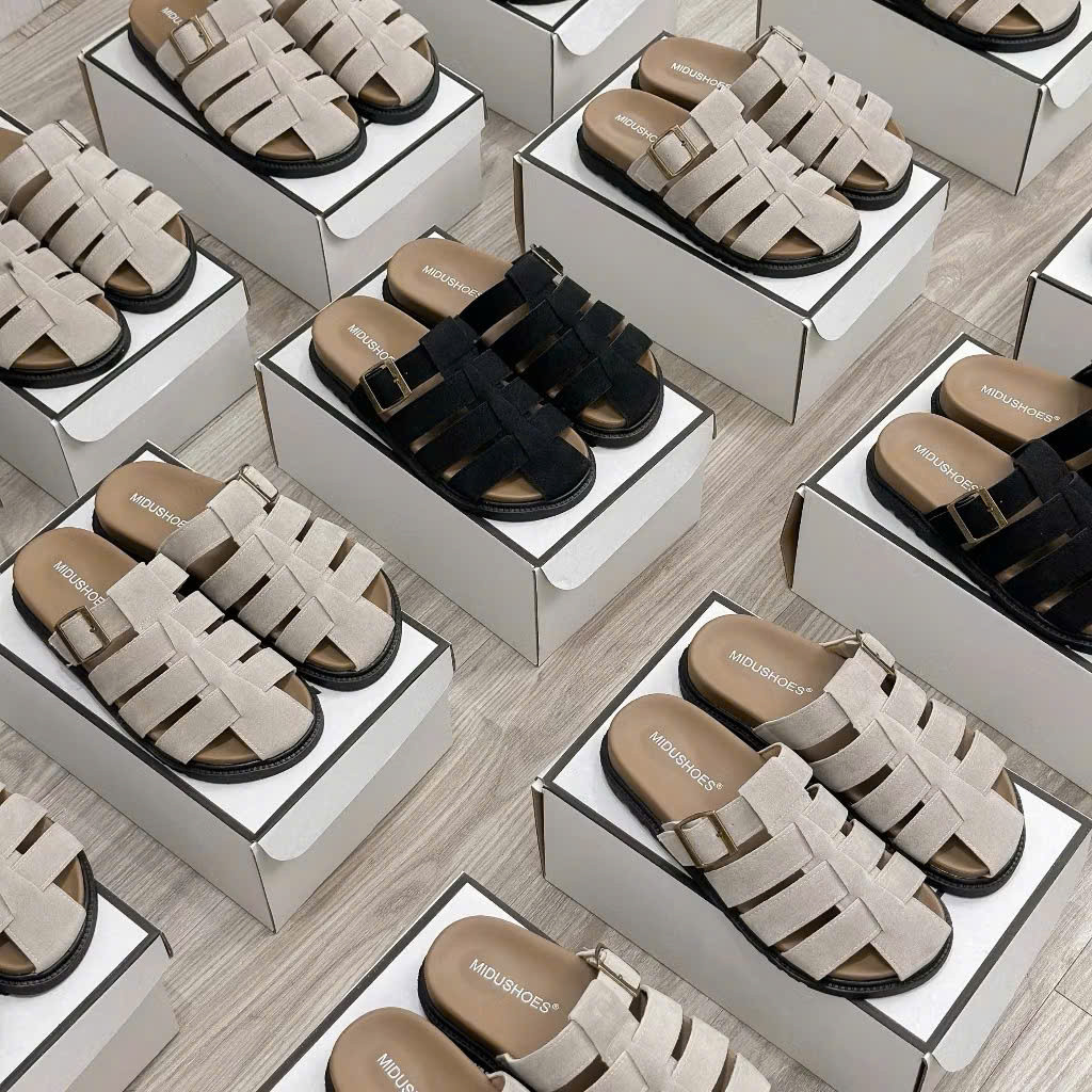 Dép Sục  Nữ có  3 Quai Rọ 3 Màu 3 Phân, Dép Da Lộn Đế Cao Su Êm Phong Cách Nhẹ Nhàng