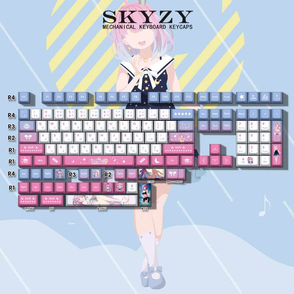 Himemori Luna Keycaps Cherry Profile VTuber Hololive PBT Dye Sub Keycap